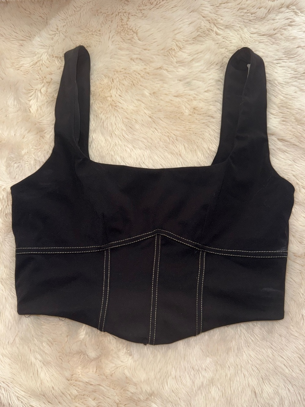 Olivaceous Black Contrast Stitch Corset Crop Top Medium